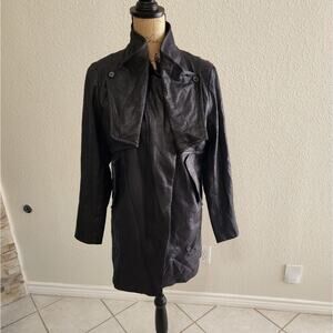 ELEVATED ESSENTIALS vintage style faux leather coat‎ jacket size medium